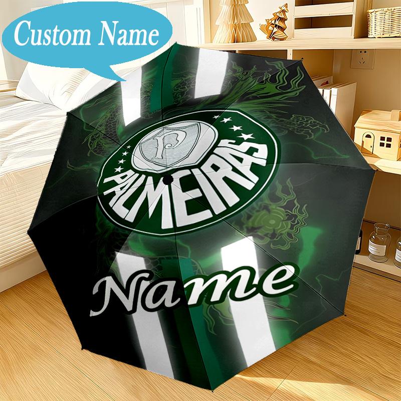 Custom Name Umbrella Palmeiras Team Crest Umbrella 8-Frame for Travel, Camping, Casual Lightweight Portable, Essential for Family Gifts