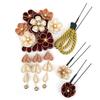 Hair Accessory Set Kanzashi Suitable for Furisode Graduation Hakama Japanese Yukata and Other Traditional Japanese Clothing (4 Pieces) Tsumami-zaiku