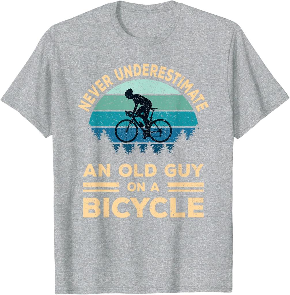 Never Underestimate an Old Guy On A Bicycle Cycling Bike Men TShirt Graphic Tee Breathable Short Sleeve TShirt for Men