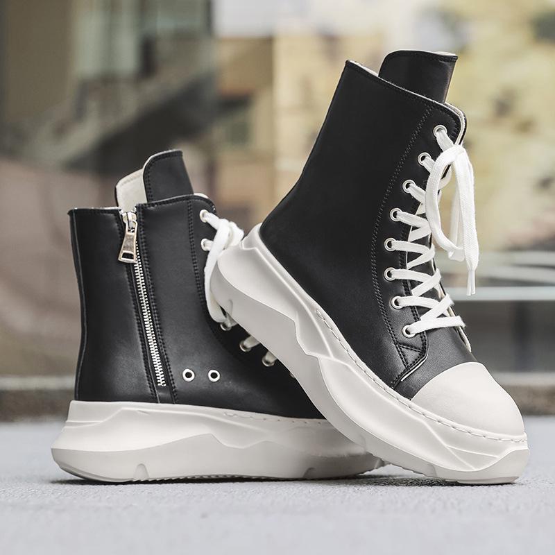 2025 Men's High-Top Thick-Soled Zipper Martin Boots - Fashionable and Versatile Autumn Footwear