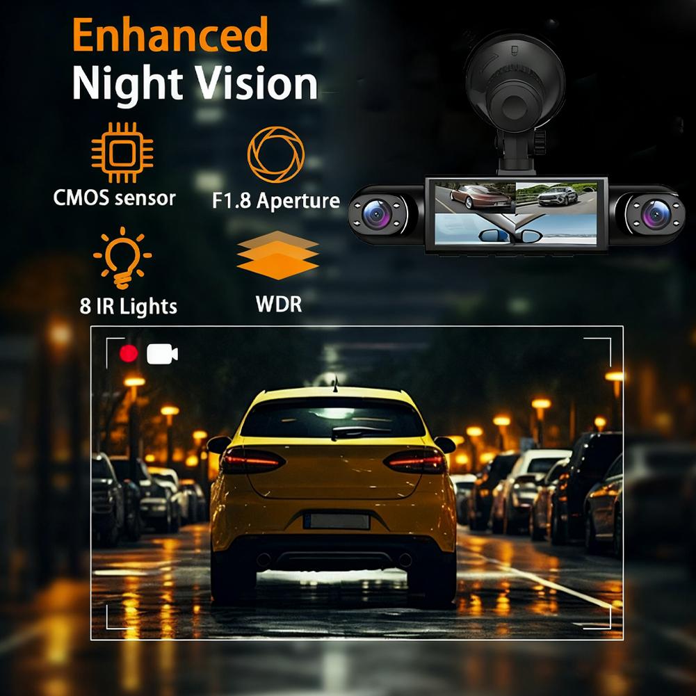 4 Channel Dash Cam 360° View 1080P 64GB Driving Recorder Loop Recording, 24H Parking Mode Full View Car Dashcam System