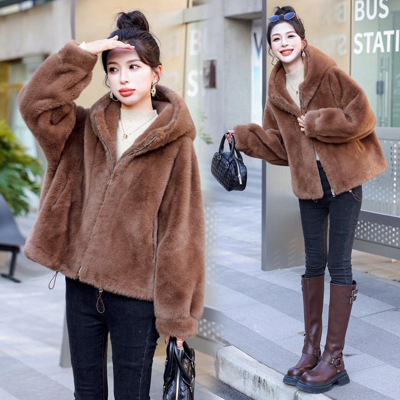 Stylish Hooded Faux Mink Coat - Women's Autumn/Winter Fashion