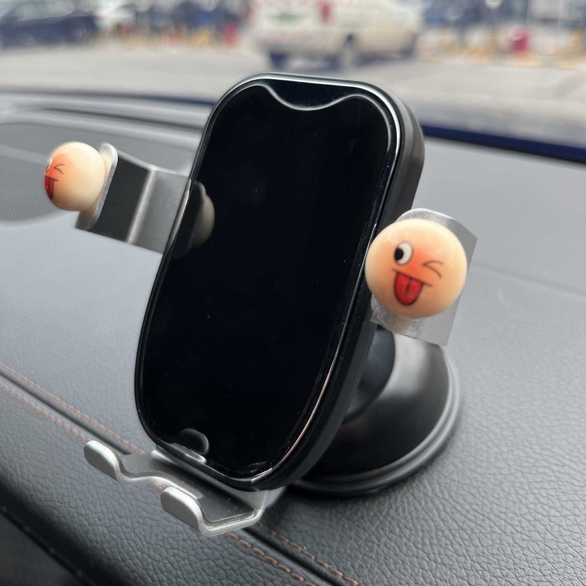 

Aluminum Alloy Anti-Shake Car Phone Holder with Strong Suction Cup for Glass or Console Random Small Bun Clip