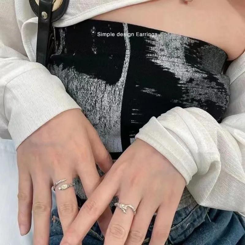Fashion Winding Snake Rings Women Men Punk Hip Hop Minimalist Charm Minimalist Open Adjustable Silver Color Ring Daily Jewelry