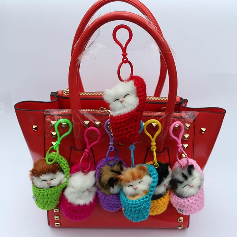 Adorable Plush Cat Keychain For Kids With Realistic Sound And Soft Touch