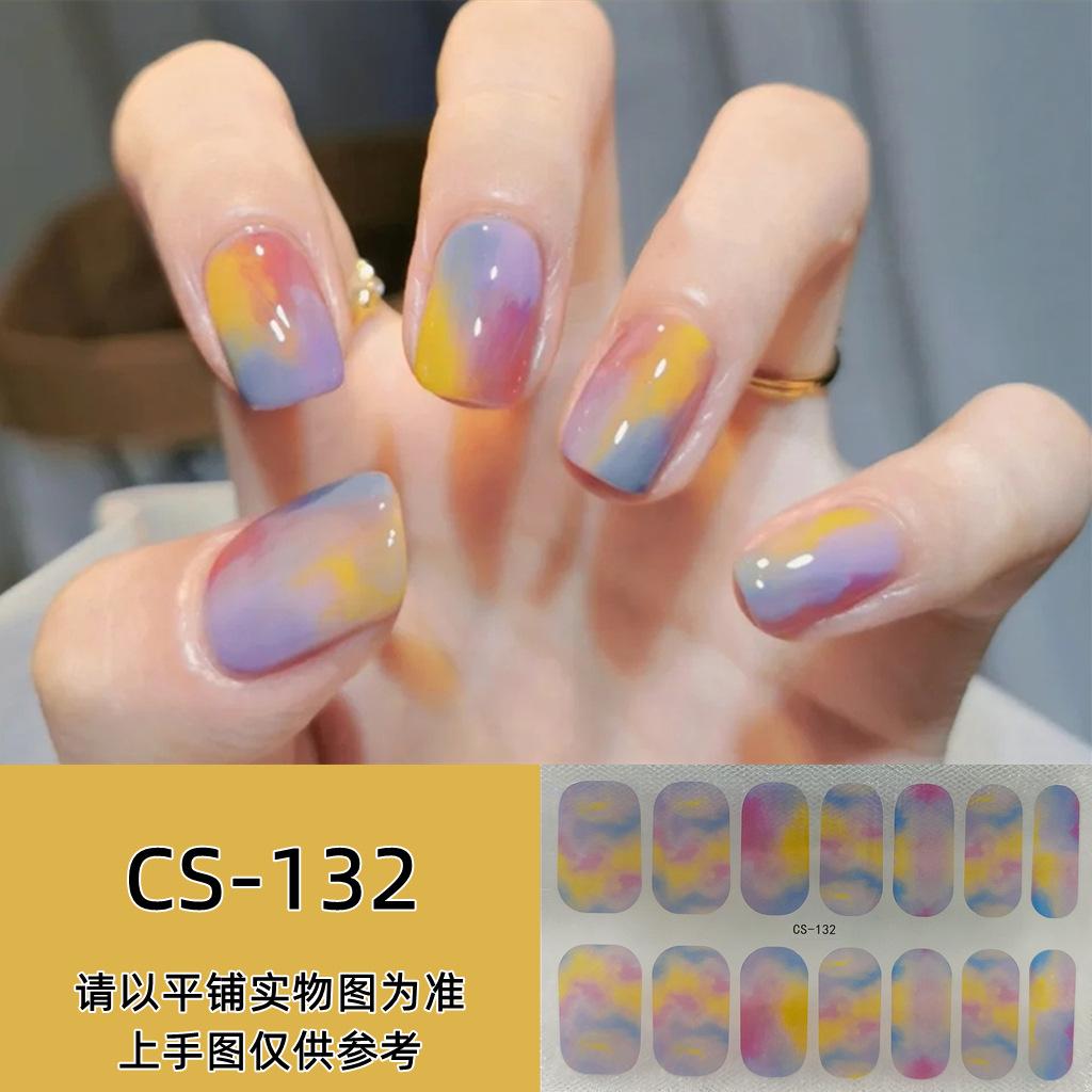 CS Waterproof No-Cure Gel Nail Wraps, Full Cover Contrast Color Tiger Head Pattern Nail Stickers, Nail Patch Films