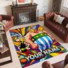 Personalized Crystal Velvet Carpet Custom Name Text,Asterix & Obelix Anti Slip Area Rug For Home Decoration