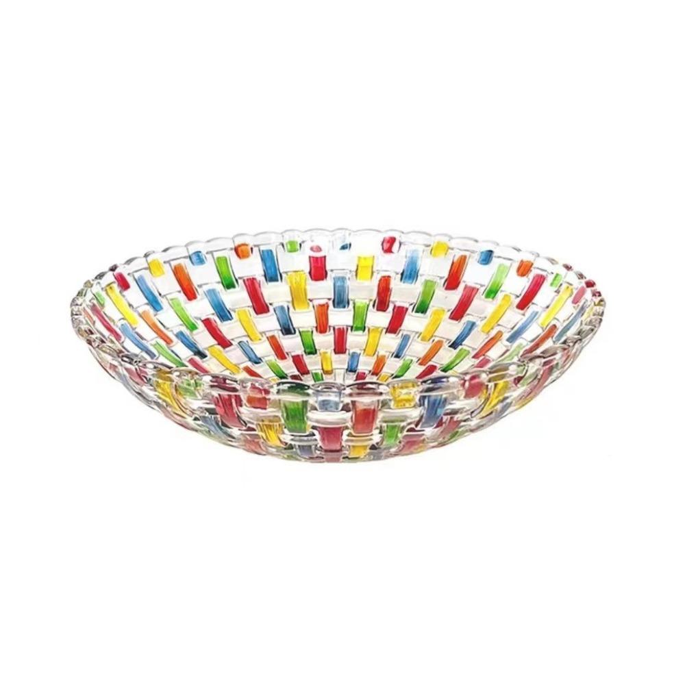 Hand Painted Colored Woven Glass Fruit Plate European-style Salad Plate Crystal Fruit Bowl Candy 890 ML