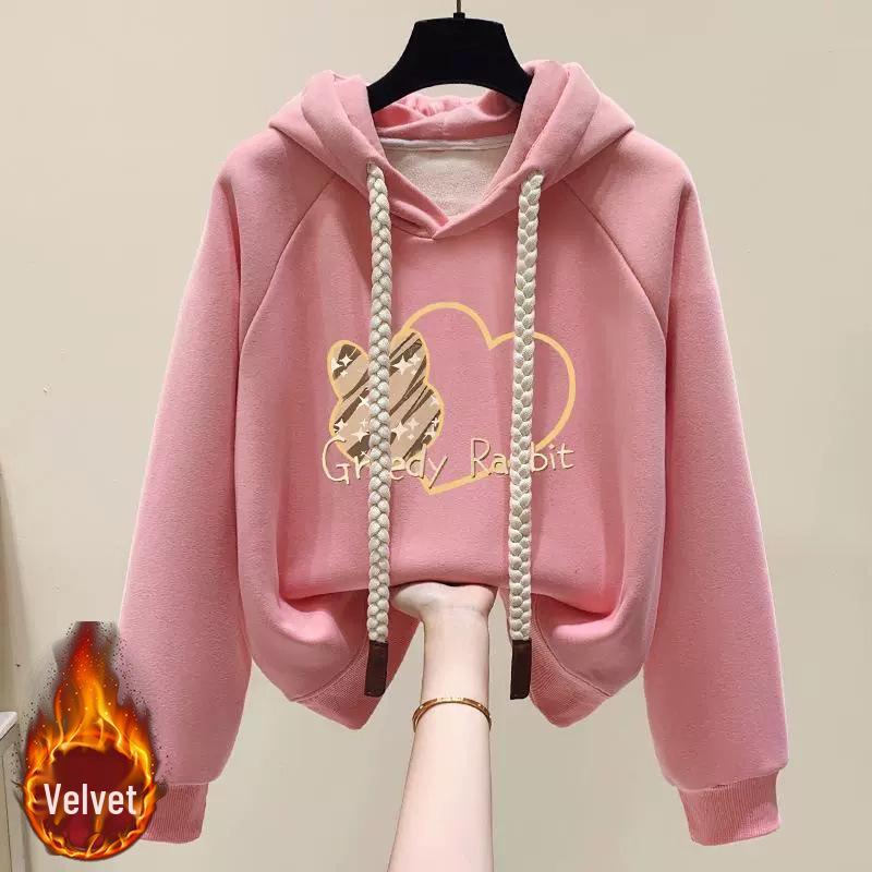 Women's Fleece-Lined Hooded Sweatshirt - New 2024 Petite Winter Dopamine Style