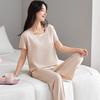 [Cool feeling] Integrated pajamas with chest pads Women's summer outer loungewear Thin Modal gray short-sleeved suit