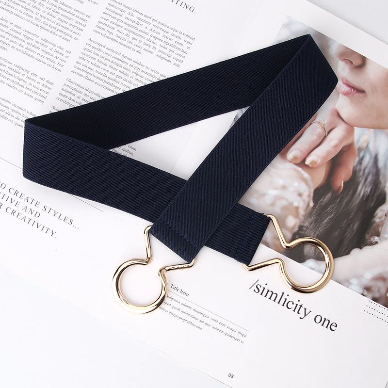 Simplified Women's Black Elastic Waistband Korean Style Fashion Belt