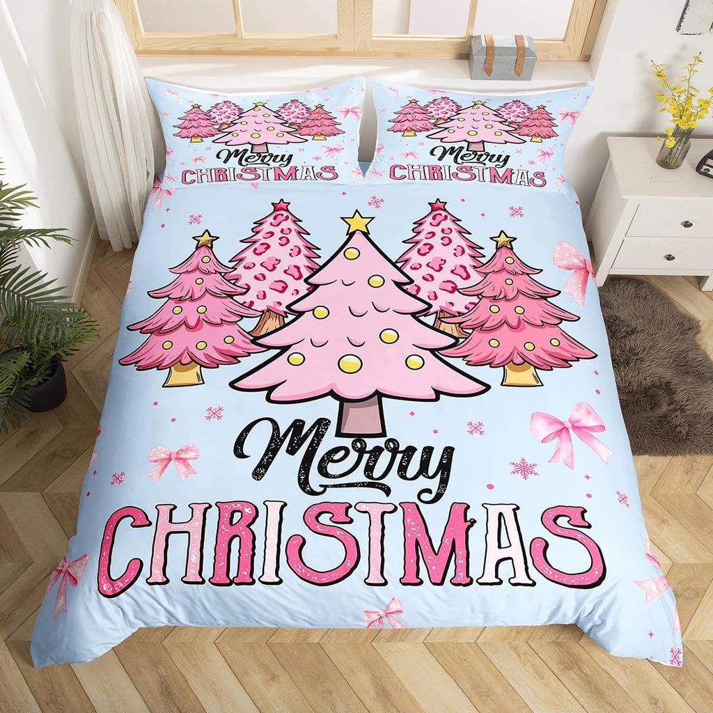 Christmas Tree Duvet Cover Set For Kids Queen Lightweight Down Quilt Covers Room Decor 2 Pillowcases 1 Duvet Cover No Comforter