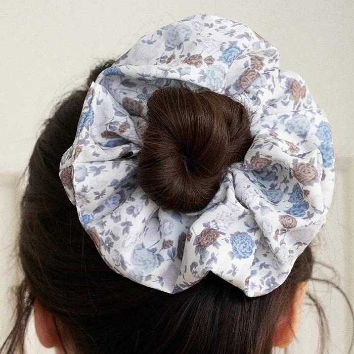 Flower Silky Hair Scrunchie (2color)