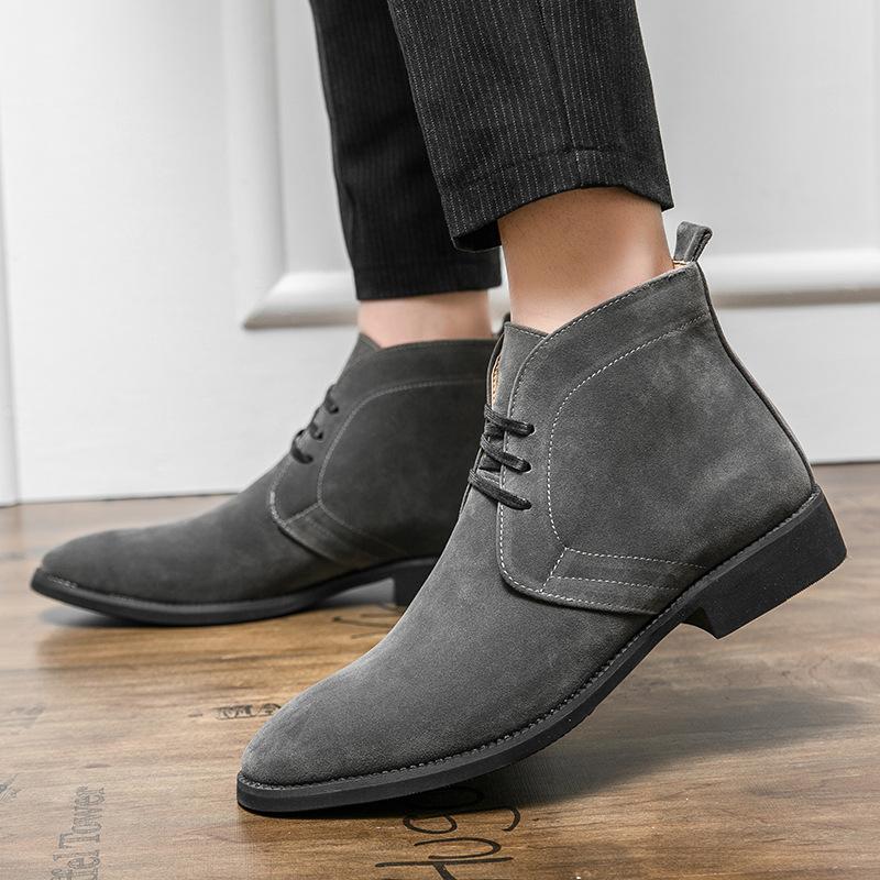 2025 foreign trade British retro Martin boots men's high-top derby shoes European and American large-size fashion leather shoes solid color short boo