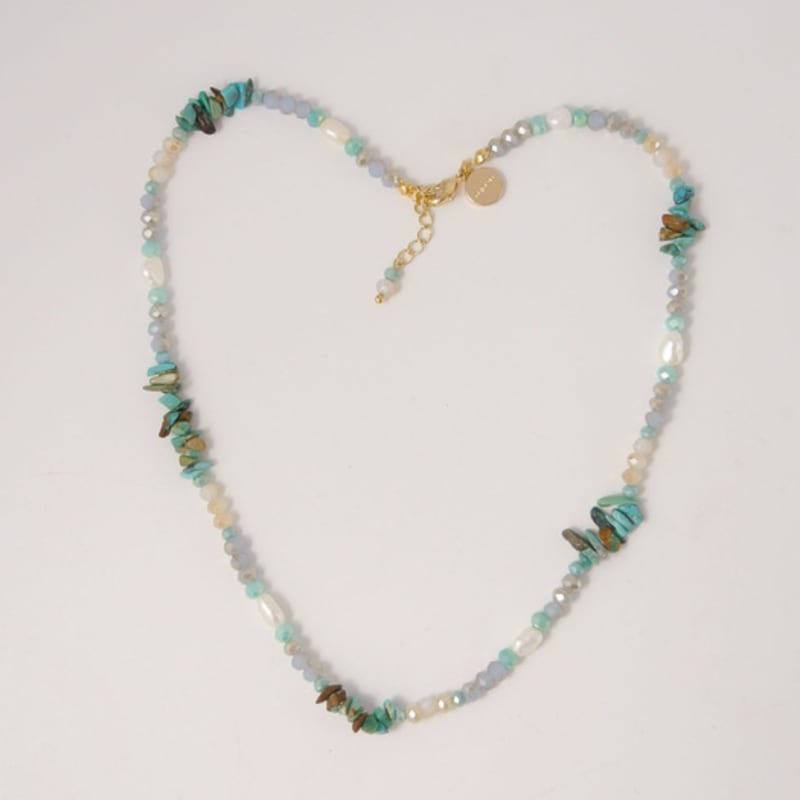 objet213 Zigzag Turquoise Natural Stone Necklace