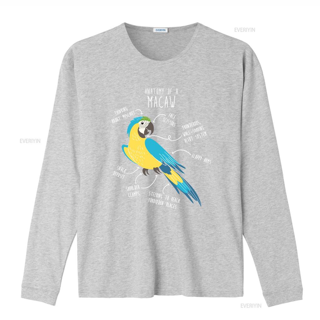 Blue and Gold Macaw Anatomy T shirt for Funny Parrot Lover Cute Pet Bird Mom Dad Top vintage Washed Stretched fashion