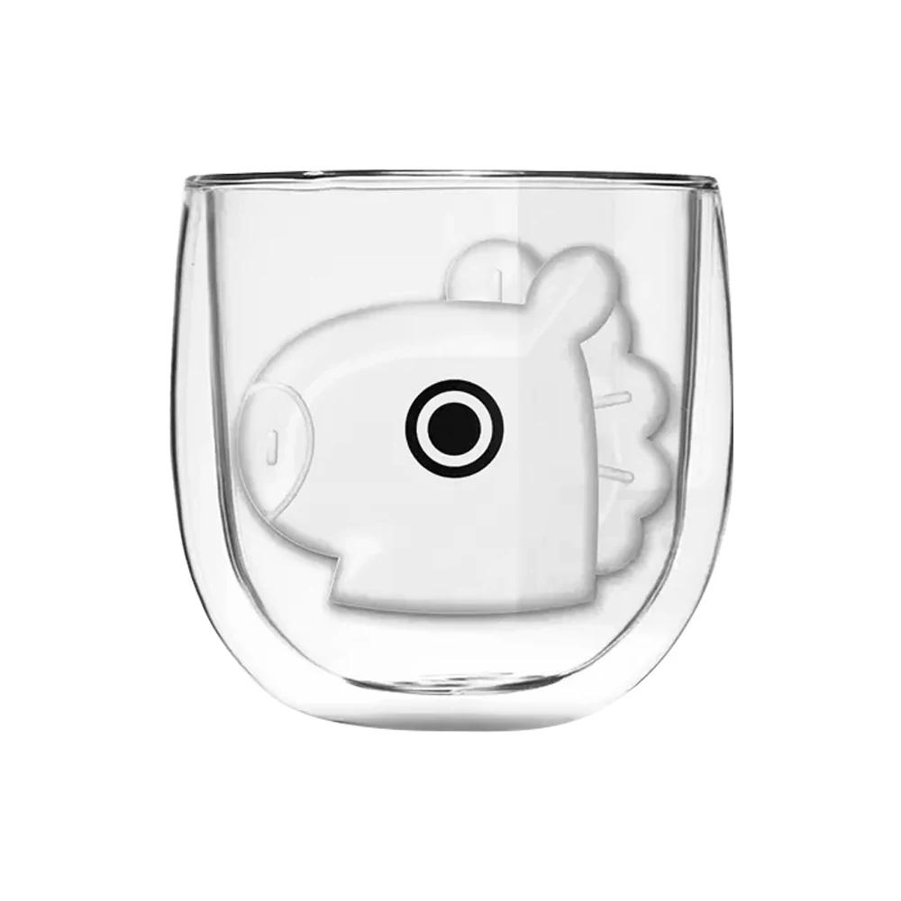 

Стеклянные кофейные кружки с двойными стенками на 10 унций, милые мультяшные кружки из боросиликатного стекла, идеально подходят для капучино, чая, эспрессо, в подарок 201-300ml