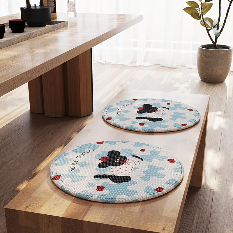Round ice silk seat cushion summer cool feeling dining chair cushion summer non-slip breathable fart cushion cartoon children s mat seat cushion 30*30