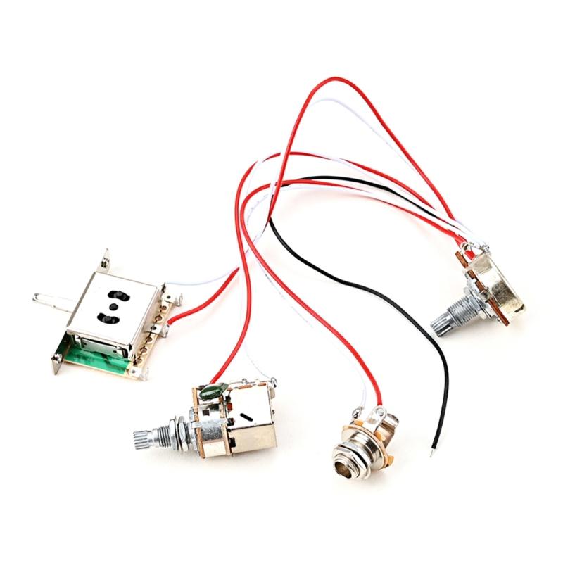 1V 1T Wiring Kit, 3 Way A500K Wiring Harness Prewired Guitar Wiring Hareness for Electric Guitar Bass Repair Replacement