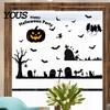 Static PVC Window Film 3Pcs Halloween Clings, Retro Silhouette Pumpkin Bat Ghost Castle Holiday Party Glass Decorations Decals, Waterproof Decorative