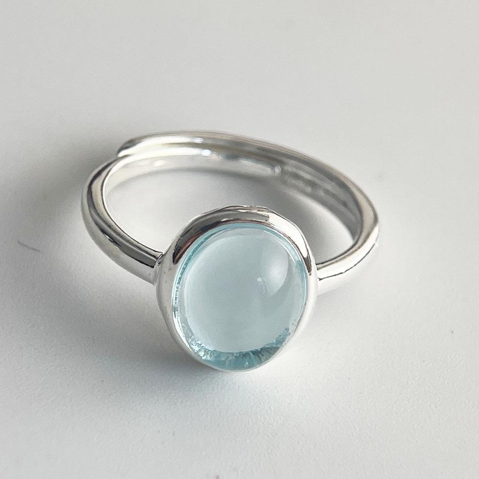 925 Silver Rings for Women Couple Minimalist Handmade Blue Pink Stone Shinning Ring Fine Jewelry Gift Prevent Allergy