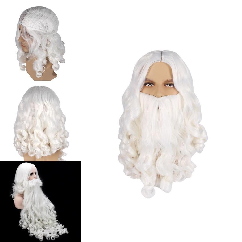 Christmas Santa Claus Beard Wig Adult Cosplay Costume Accessory High Quality Heat Resistant Synthetic Fiber