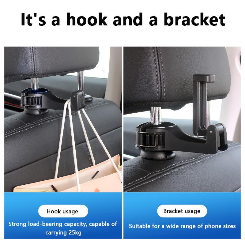 Universal Car Bracket Hook Multi-Function Hanging Storage Mobile Phone Holder Rear Seat Hanger Hook For Bag Purse Cloth Grocery