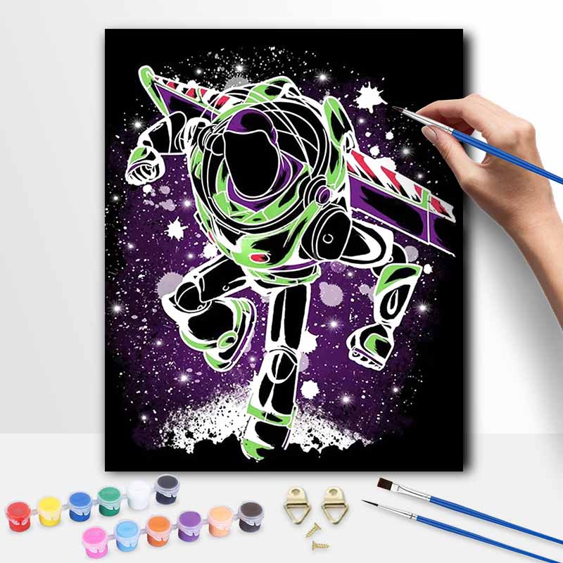 Disney Buzz Lightyear oil paint by numbers painting kit handmade diy home decor gifts wall art canvas picture drawing bedroom decor
