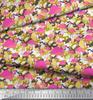 Soimoi Japan Crepe Satin Fabric Camouflage Texture & Flamingo Bird Printed Craft Fabric by the Metre 42 Inch