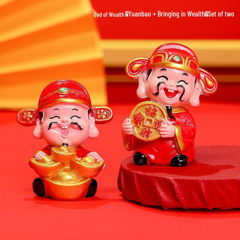 New Year Cartoon God of Wealth Ornament – Snake Year Figurine Home Decor Gift