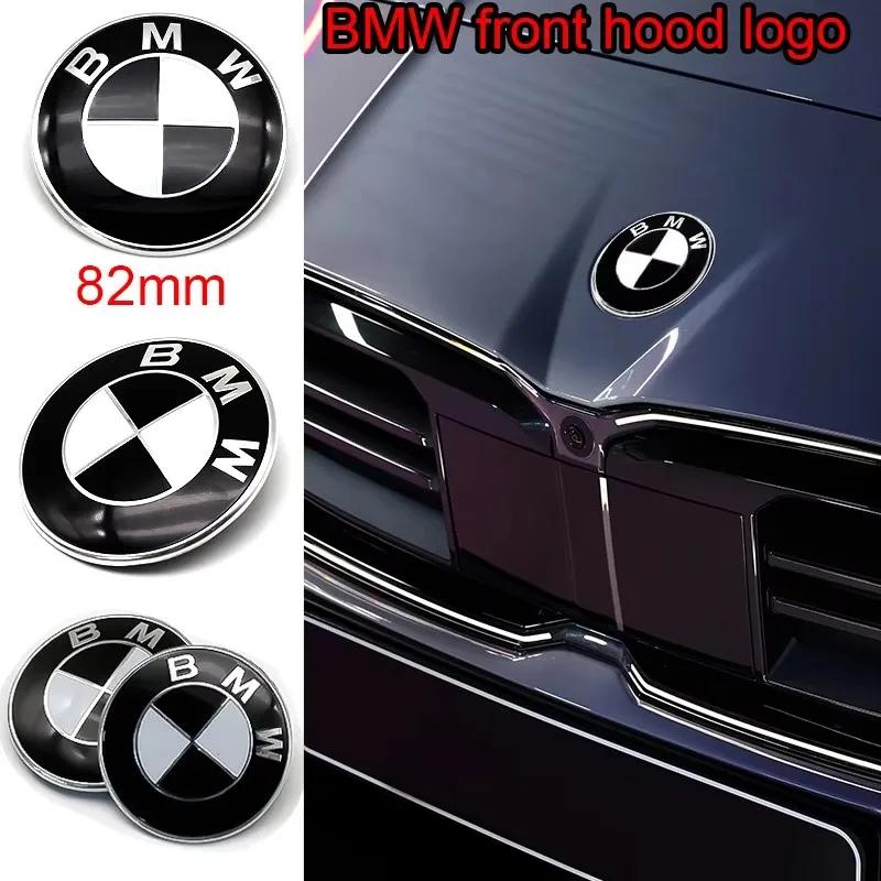 Car Black White BMW Logo Front Hood Emblem 82mm Rear Badge 74mm Wheel Hub Cap 56mm Steering Wheel Sticker 45mm Accessories GM6