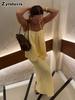 Cotton Strappy Dress Set Summer New Style Temperament Lazy Strappy + Fish Tail Dress Long Dress Set