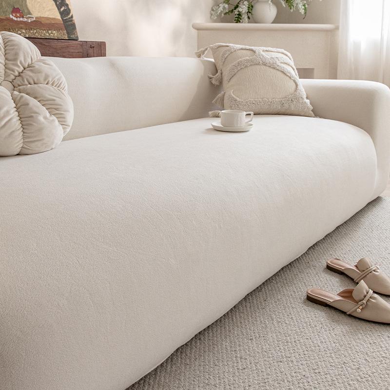 New Polar Fleece Sofa Cushion Autumn and Winter Thickened Non Slip Warm Elastic Full Cover Sofa Cover