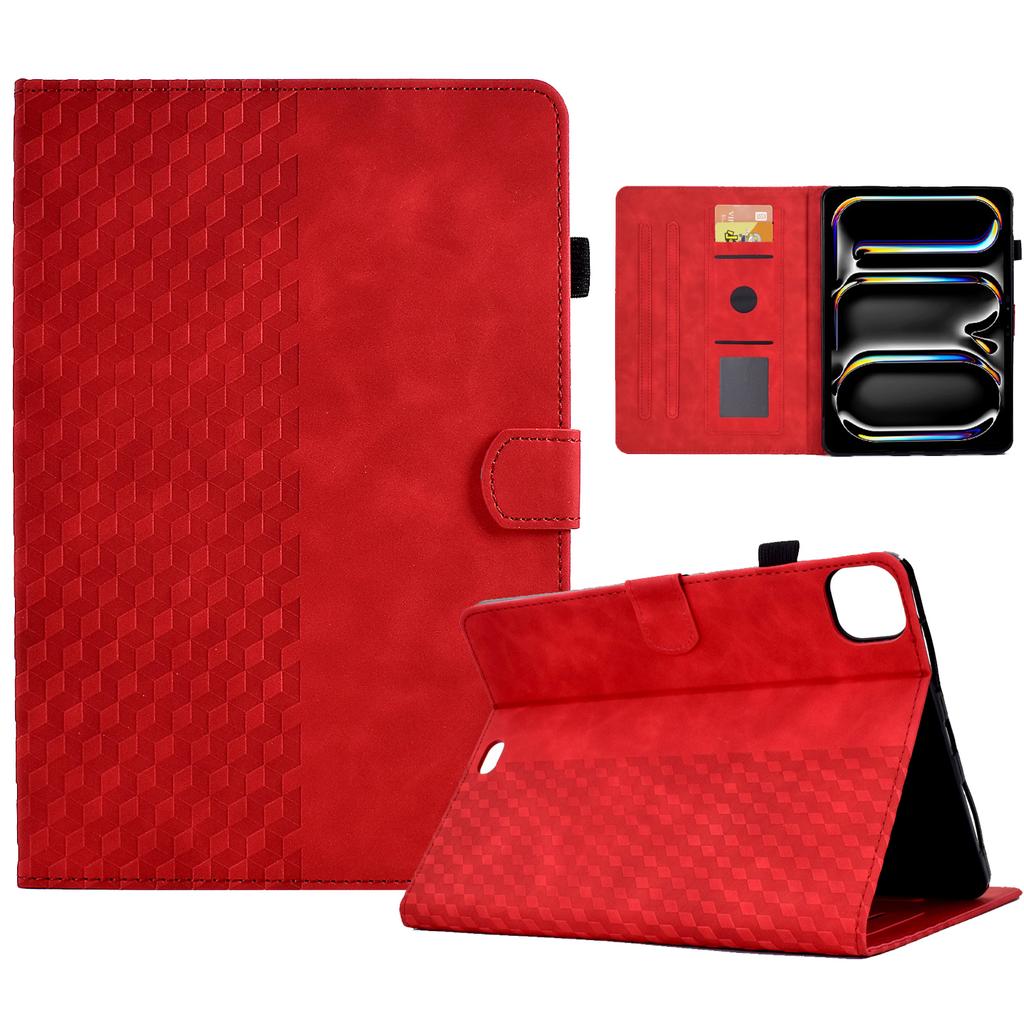 A3 For iPad Pro 11 (2024) Case Card Slots Leather Tablet Cover Block Pattern