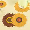 Sunflower Heat Insulation Mat, PVC Kitchen Dining Mat for Table, Non Slip Pot Holder for Hot Dishes, Waterproof Cup Coaster