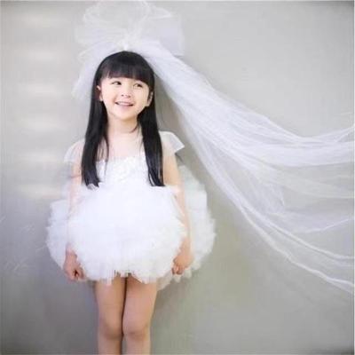 Witte Prinsessenjurk in Koreaanse Stijl voor Meisjes - Formele Verjaardags- & Schoonheidswedstrijdkleding
