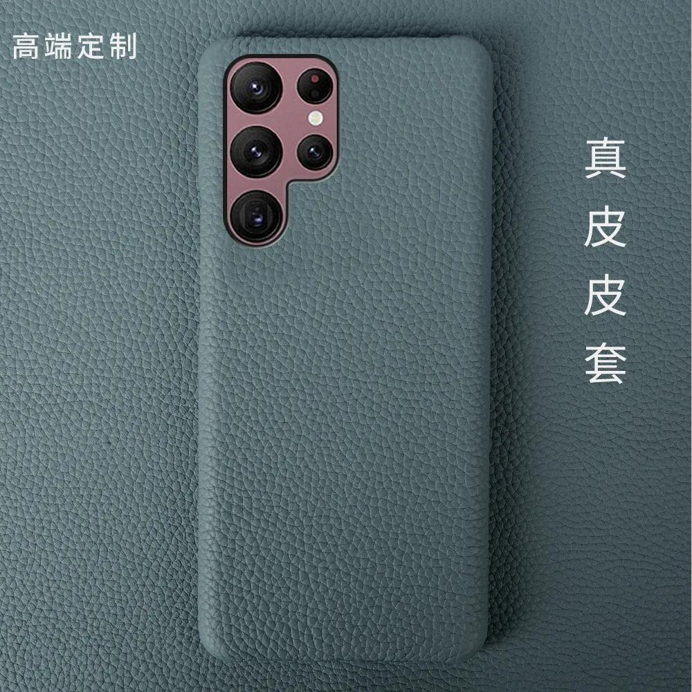 High-end Genuine Cowhide Leather Case for Samsung Galaxy S23 Ultra S24 S25+ 5G S22 Plus S21 S20 FE Note 20 Ultra Note 10 Note9