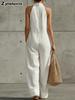 Mono Casual Elegante sin Mangas de Algodón y Lino de Verano para Mujer