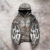 Unisex Oversized Hooded Sweatshirt With Graphic Print Streetwear Y2K Retro Loose Fit Long Sleeve Pullover Fall