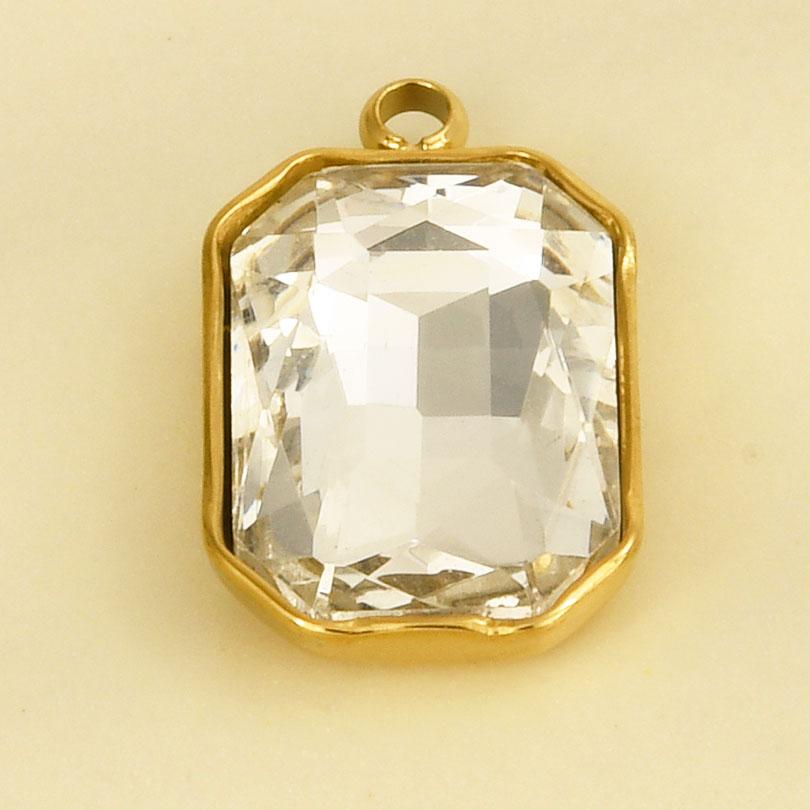 Rectangle Geometric Stainless Steel Pendants For Jewelry Making Supplies One Side Rhinestone Charm DIY Necklace Earrings Pendant
