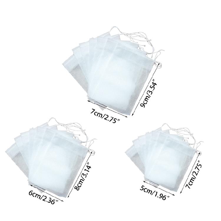 Pack of 100 Drawstring Empty Tea Bags for Loose Tea, Herbs, and Coffee