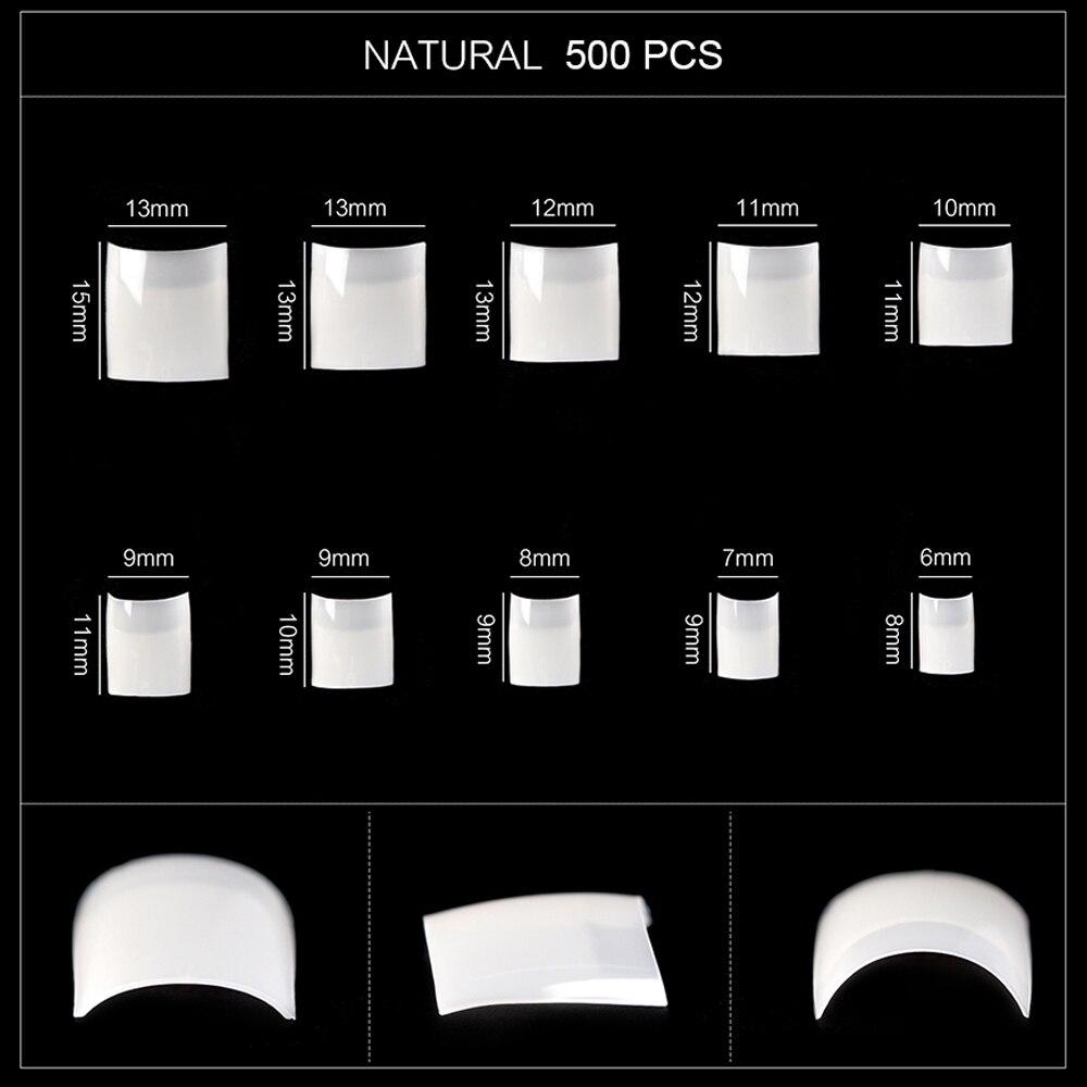 

KADS 500 шт., 10 размеров, короткие квадратные накладные ногти без складок, накладные ногти, прозрачные накладные ногти, инструменты для маникюра