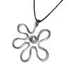 Tibetan Silver Boho Open Flower Spiral Design Charms Pendants Necklace With Black Faux Suede Cord Long Necklace Handmade Jewelry