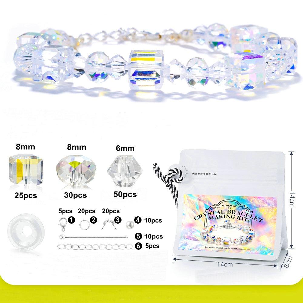 Bracelet Making Kit AB Color Glass Cube Beads Sparkle Butterfly Crystals Beads Kit for Jewelry Making Necklaces DIY Crafts