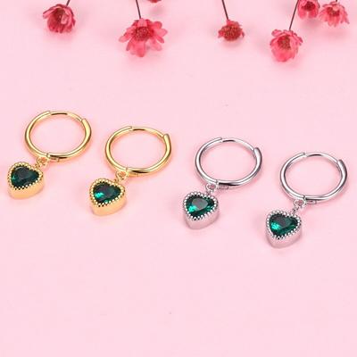925 Sterling Silber Ohrschnalle Grüne Diamant Ohrringe Leichte Luxus Persönlichkeit Super Fee Herz Ohrringe Runde Diamant Ohrringe