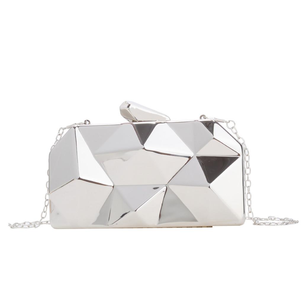 Acryl Mini Box Clutch Met Ketting Zilver Elegante Avondtas Voor Dagelijks Gebruik
