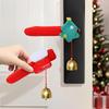 Festive Santa Claus Door Handle Decoration With White Fuzzy Face Red Hat Soft Fabric Christmas Door Knob Cover
