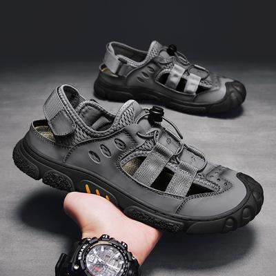 FashionClassic Men's Sandals Outdoor Leather Beach Sandals High Quality Shoes for Men Soft Sandal Man Breathable Mesh Men Beach Shoes