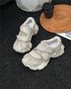 Leather casual sports big head mountaineering height increase small ins tide shoes mesh Velcro platform dad shoes women