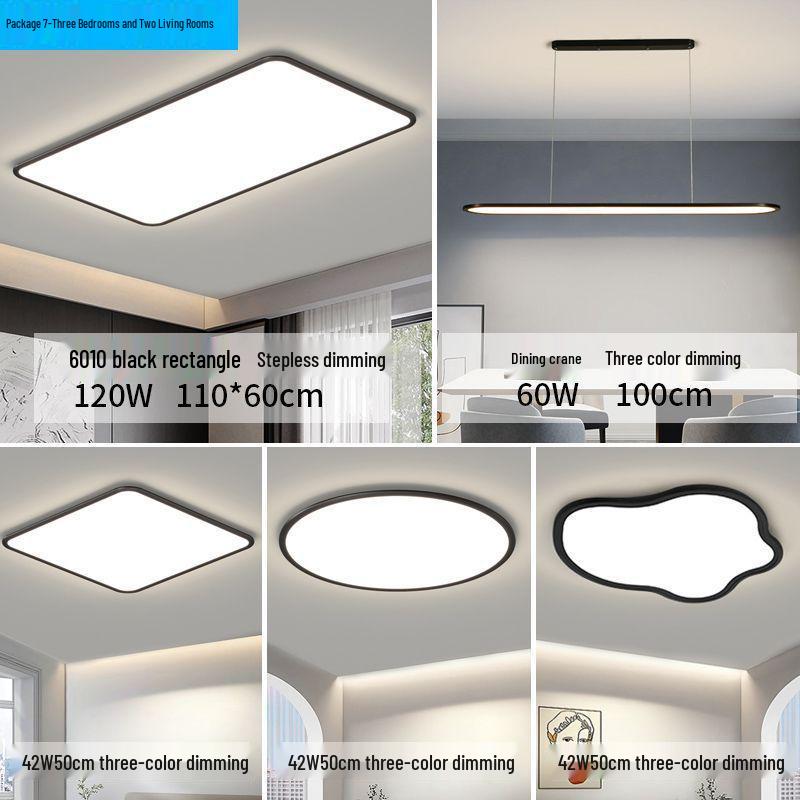 Ultra-Thin Minimalist High-Brightness Modern Ceiling Light Set with Anti-Blue Light for Bedroom and Guest Room